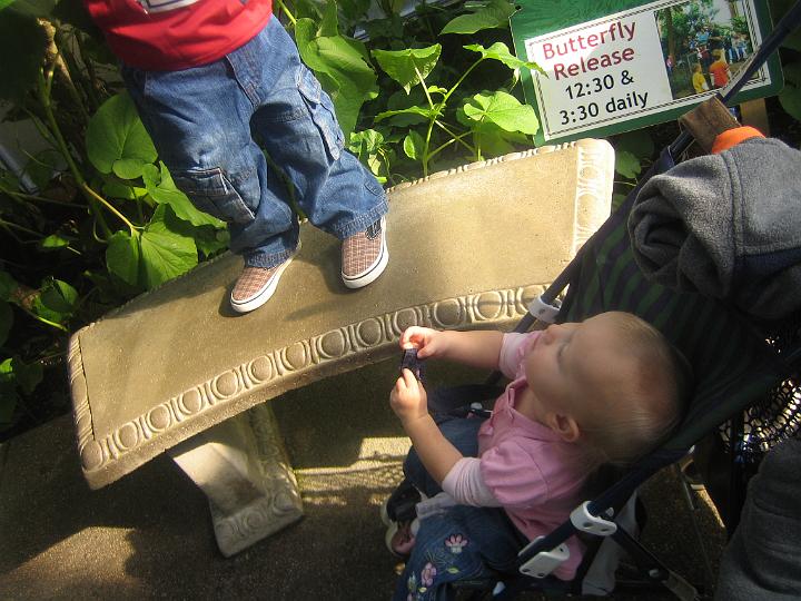 IMG_3550.JPG - Hunter's feet and Natalie at the butterfly pavilion