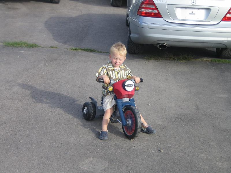 IMG_3288.JPG - Hunter on his spiderman cycle